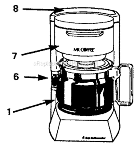 Page A Diagram and Parts List for BL5  Mr Coffee Coffee Maker